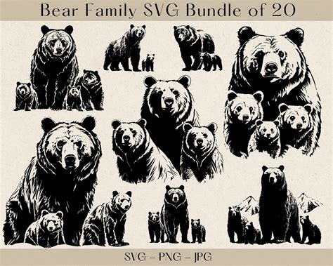 Bear Family SVG Bundle Bear Family SVG Bear Family Clipart - Etsy