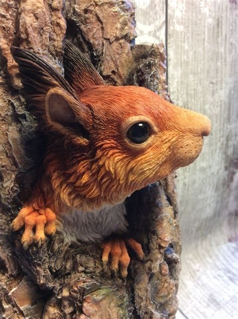 Red Squirrel Sculpture Wildlife art Squirrel wall art Cute squirrel model | Animal sculptures ...