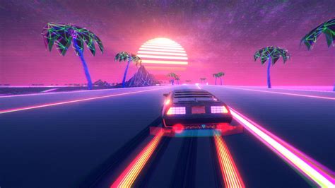 Retro Wave Pink Neon Outrun Car HD Vaporwave Wallpapers | HD Wallpapers | ID #46699