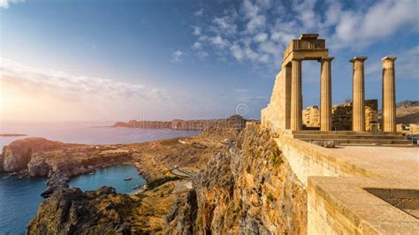 Ruins of Acropolis of Lindos View, Rhodes, Dodecanese Islands, Greek Islands, Greece. Acropolis ...