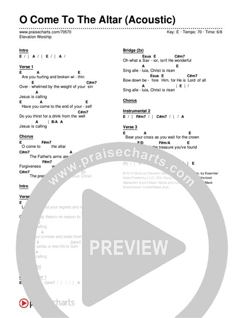 O Come To The Altar (Acoustic) Chords PDF (Elevation Worship) - PraiseCharts