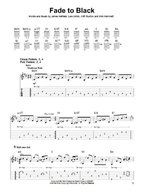 Fade To Black | Sheet Music Direct