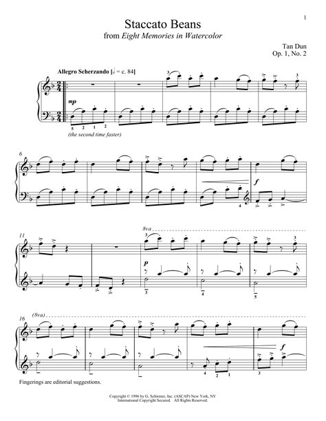 Staccato Beans sheet music by Tan Dun (Piano – 158122)