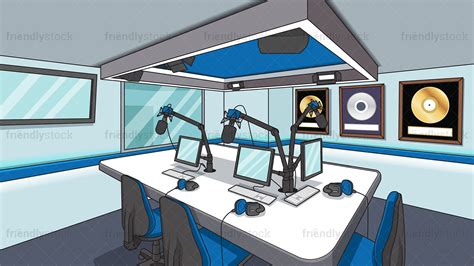 Radio Station Studio Room Background Cartoon Vector Clipart - FriendlyStock