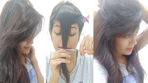 How To Cut Perfect Front Layered Fringe At Home | Side Swept Bangs / Flicks || Krrish Sarkar ...