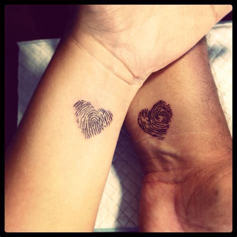 Fingerprint heart tattoos done by me at The Brewery ️ | Tatouage couple ...