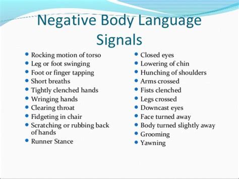 Body Language Chart