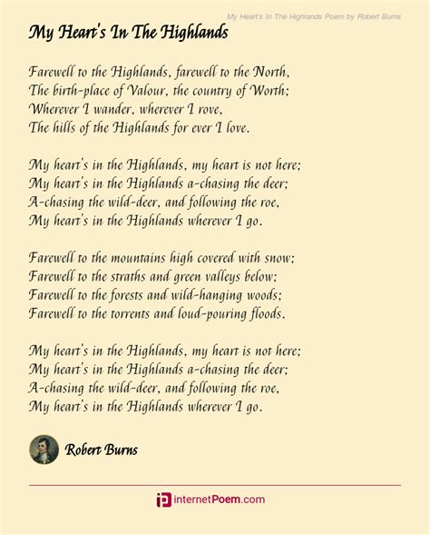 My Heart's In The Highlands Poem by Robert Burns