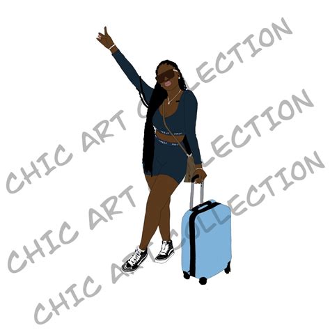 Travel Girl Png, Traveler Girl Clipart, Black Woman Clipart, Black Girl ...