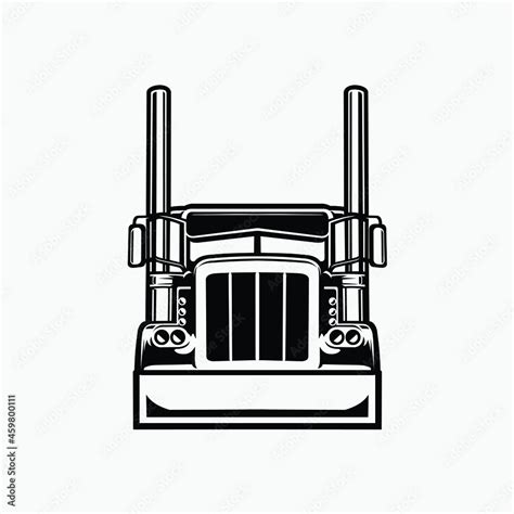 Vetor do Stock: Semi truck vector front view monochrome vector isolated ...