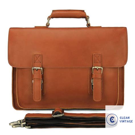 Men's Office Bag Messenger Vintage Leather Briefcase- Fits 15" Laptops ...