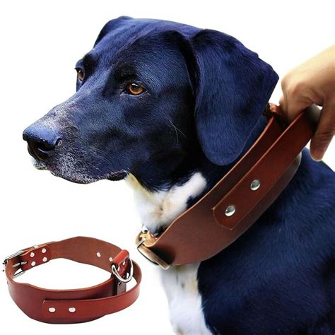 Dog Collar Quick Control Genuine Leather With Durable Handle For Large ...