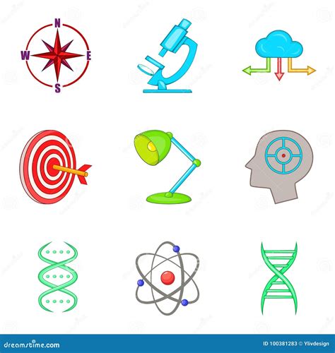 Clever Icons Set, Cartoon Style Stock Vector - Illustration of labor ...