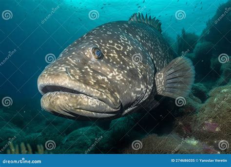 Underwater Photograph of Atlantic Goliath Groupers Swimming in Their ...