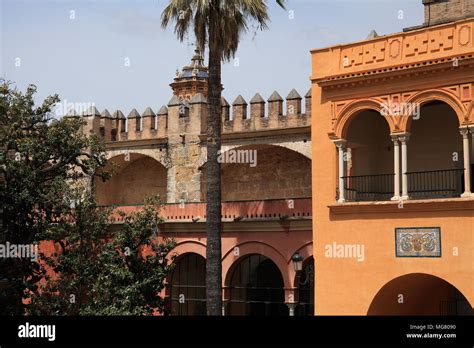 Royal Alcazar palace gardens, Seville, Andalucia, Europe Stock Photo ...