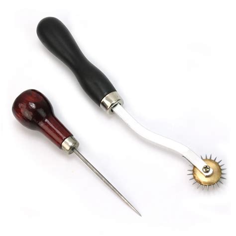 New 1PCS Awl Tool With Overstitch Wheel Leather Craft Cloth Awl Tool Pin Punching Hole Maker ...