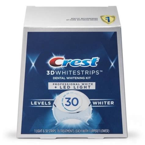 Crest 3D Whitestrips Professional White + LED Light Levels 30 Whiter ...