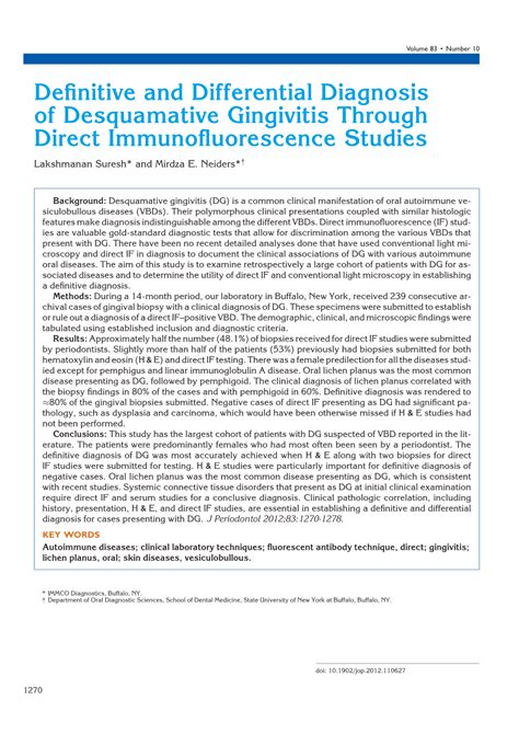 Definitive and Differential Diagnosis of Desquamative Gingivitis Through - DocsLib