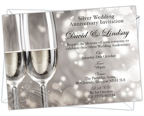 Buy Personalised Silver Wedding 25th Anniversary Invitations (Design Code: SWA 001) (Pack of 32 ...