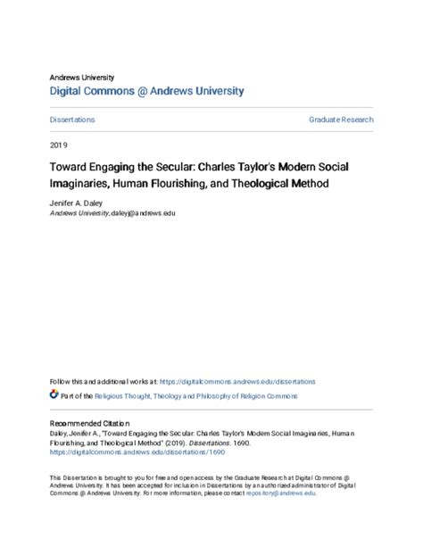 (PDF) Toward Engaging the Secular: Charles Taylor's Modern Social Imaginaries, Human Flourishing ...