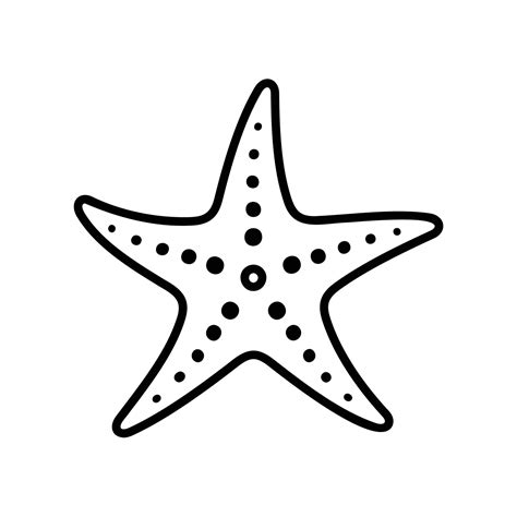 Starfish icon for sea creature in shallow ocean in black outline style ...