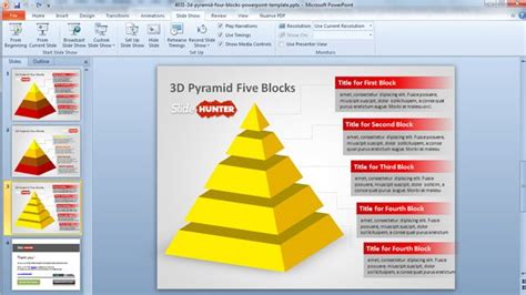 Free 3d Pyramid Four Blocks PowerPoint Template - Free PowerPoint Templates - SlideHunter.com