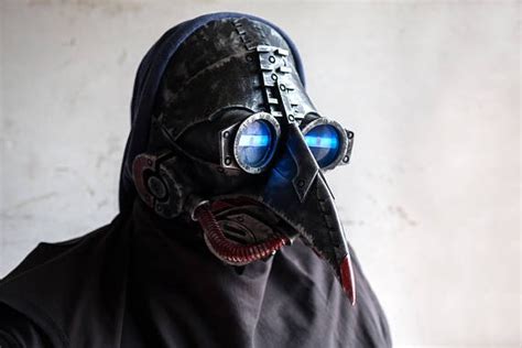 Plague Doctor Mask Halloween Costume Cosplay LED Steam Punk Cyberpunk ...