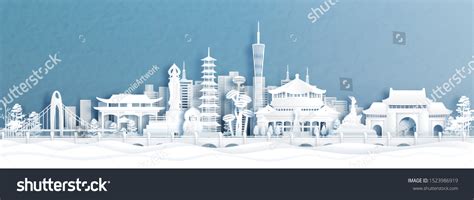 Panorama View Guangzhou Skyline World Famous Stock Vector (Royalty Free) 1523986919