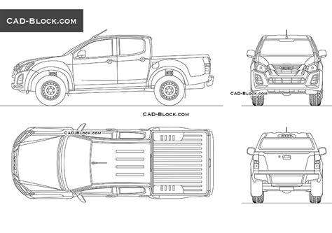 Isuzu D-Max Double Cab 2D AutoCAD model