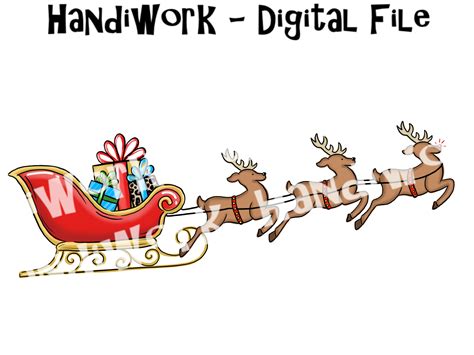 Santa Sleigh Flying Clipart Png