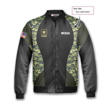 Green Camouflage Waving Flag Custom US Army Bomber Jacket - Primesty