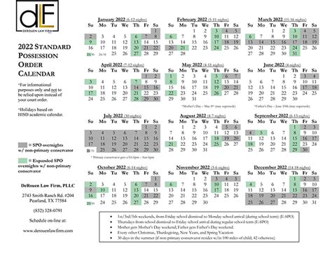 1st 3rd 5th Weekend Texas Standard Visitation Calendar 2024 - Rivy Vinita