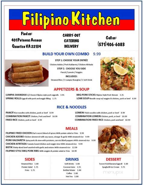 Menu of Filipino Kitchen in Quantico, VA 22134