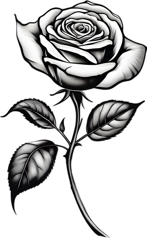 Black and White Rose Drawing, Pen and Ink Sketch Flowers. AI-Generated ...