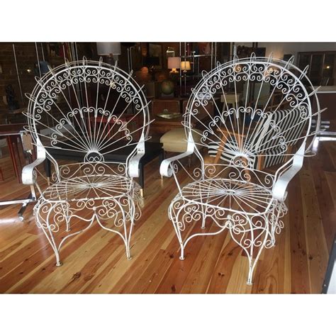 Vintage Wrought Iron Wire Peacock Chairs - A Pair | Chairish