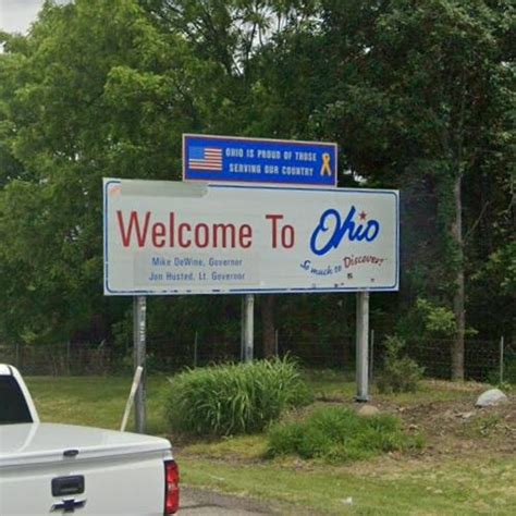 Welcome to Ohio sign in Angola, IN (Google Maps)