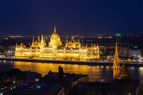 Budapest Parliament at Night Stock Image - Image of city, parliament ...