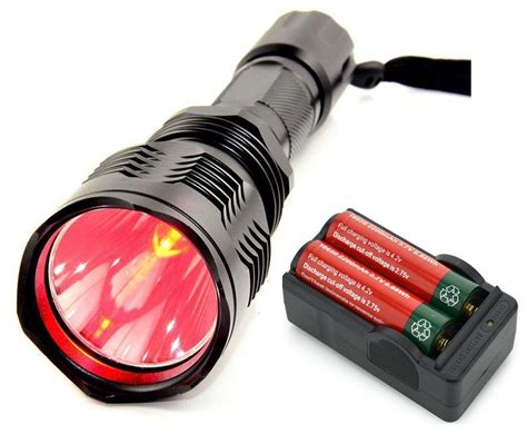 BESTSUN Brightest Waterproof Red Light Flashlight HS-*** **** Lumens 350 Yard Long Range Red ...