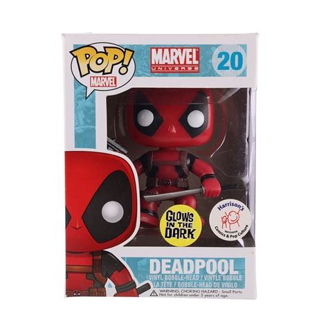 Lot #60 - MARVEL UNIVERSE - Funko POP! Deadpool #20 Glow-In-The-Dark Harrison's Comics Exclusive