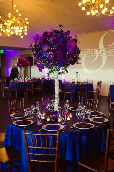 butterfly invitaions | Purple and Blue Wedding Color Theme. Blue linens with centerpieces of ...