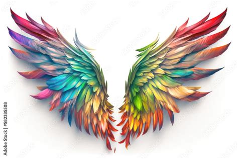 rainbow wings isolated on white background Stock Illustration | Adobe Stock