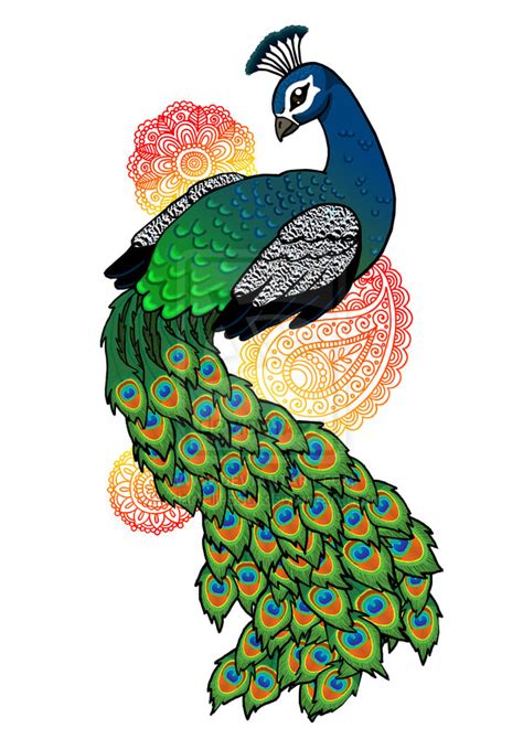 Colourful Peacock Drawing - ClipArt Best