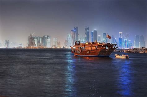 #Doha, #Qatar at night | Qatar, Scenery, Trip