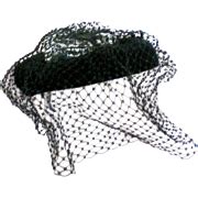 Open Top 1950’s Black Velvet Hat with Veil | Veiled hats, Velvet hat ...