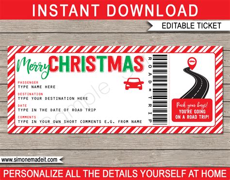 Christmas Road Trip Gift Tickets - car | Road trip gifts, Ticket ...