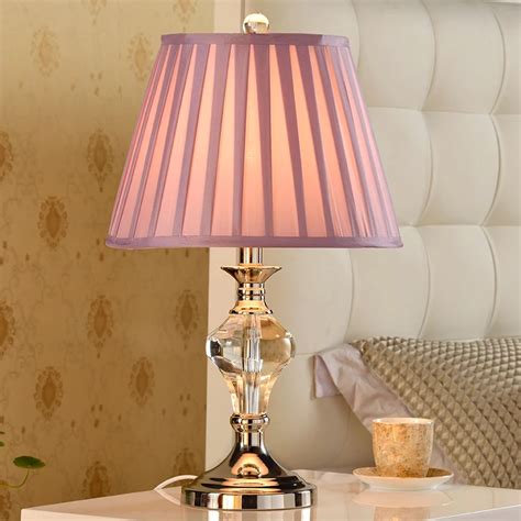 Pink fashion crystal table lamp bedroom bedside lamp american fashion table lamp wedding ...