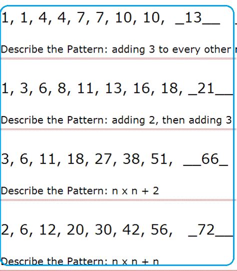 Sequence And Patterns Worksheets