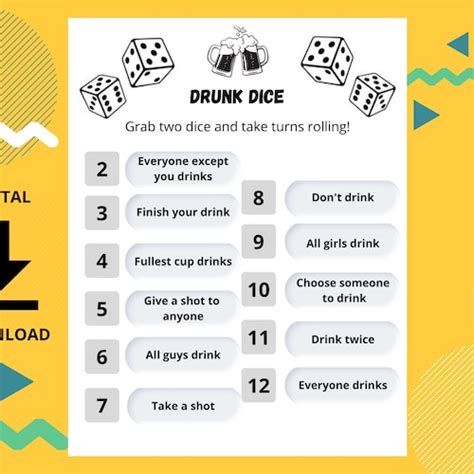 Drunk Dice / Drinking Games for Adults / Alcohol Game - Etsy