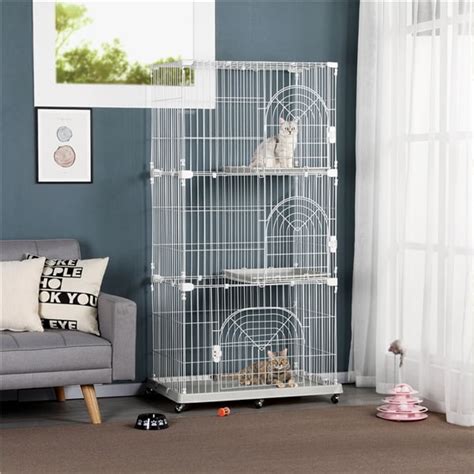 Yaheetech 3 Tier Wire Pet Cage Cat Playpen Tower Pet Indoor Shelter ...