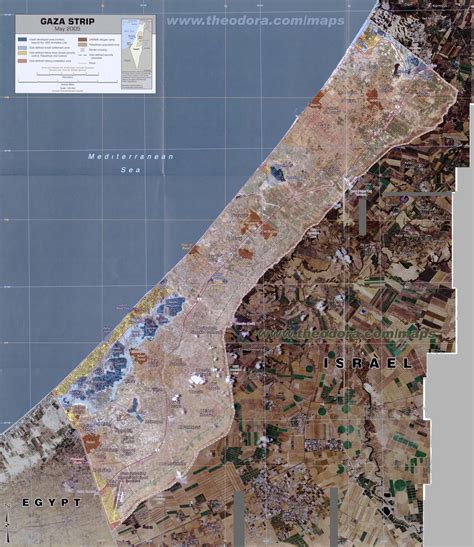 Large Scale Gaza Strip Map - Annotated Detailed Aerial Photographic Montage Map